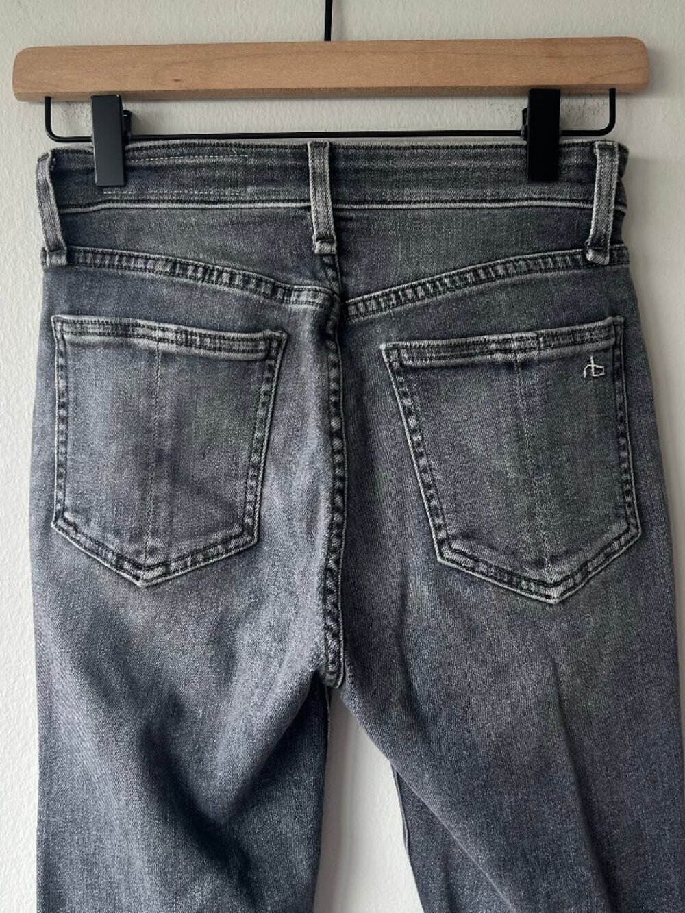 Rag & Bone Nina High Rise Ankle Skinny Jeans Universe Gray Wash Raw Hem 24 - Picture 4 of 9